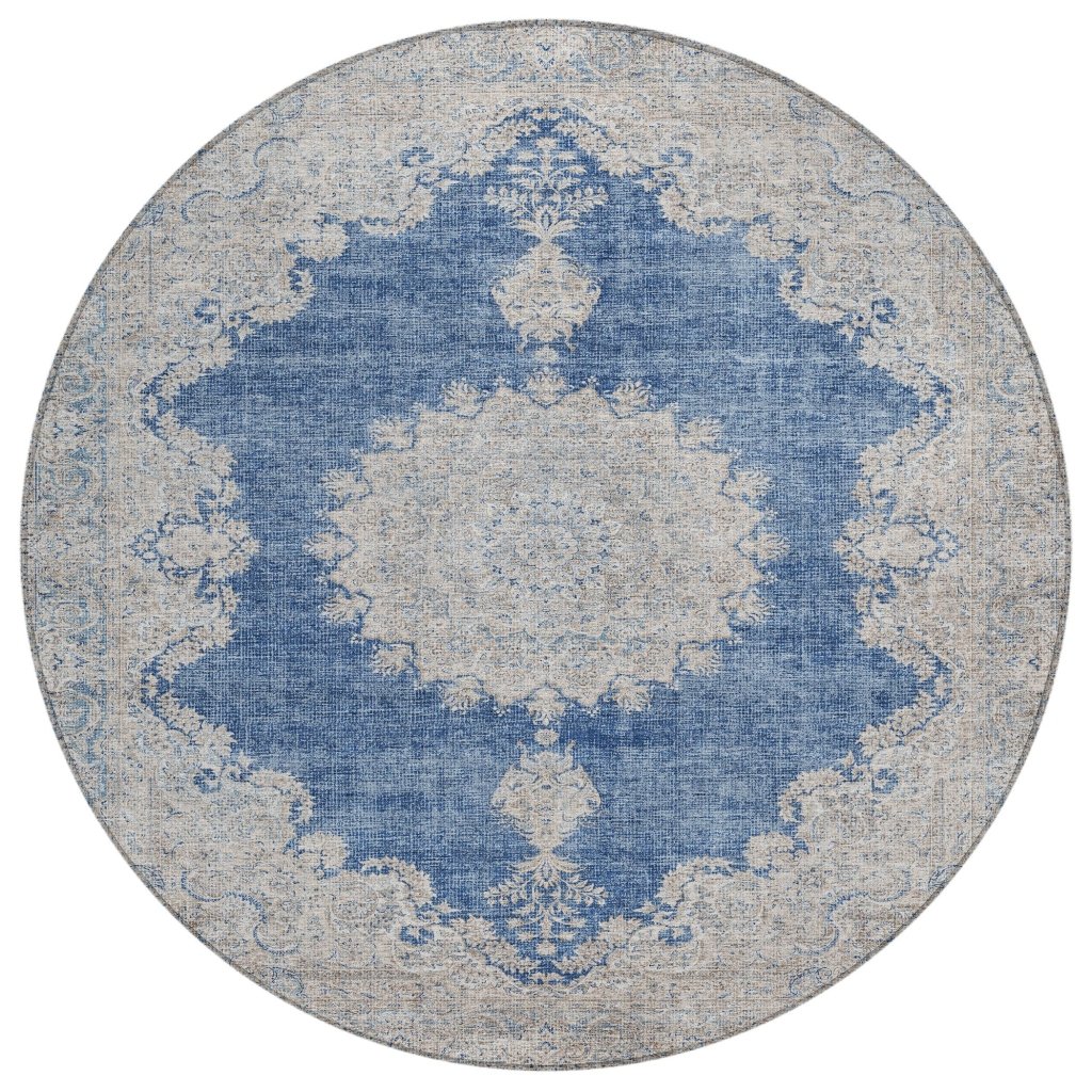 LOOMLAN Rugs Lyra Blue Washable Indoor-Outdoor Rug