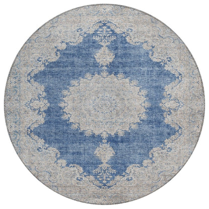 LOOMLAN Rugs Lyra Blue Washable Indoor-Outdoor Rug