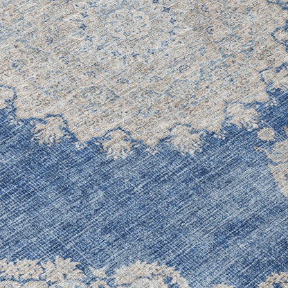 LOOMLAN Rugs Lyra Blue Washable Indoor-Outdoor Rug