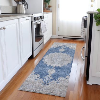 LOOMLAN Rugs Lyra Blue Washable Indoor-Outdoor Rug
