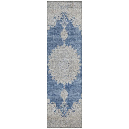 LOOMLAN Rugs Lyra Blue Washable Indoor-Outdoor Rug