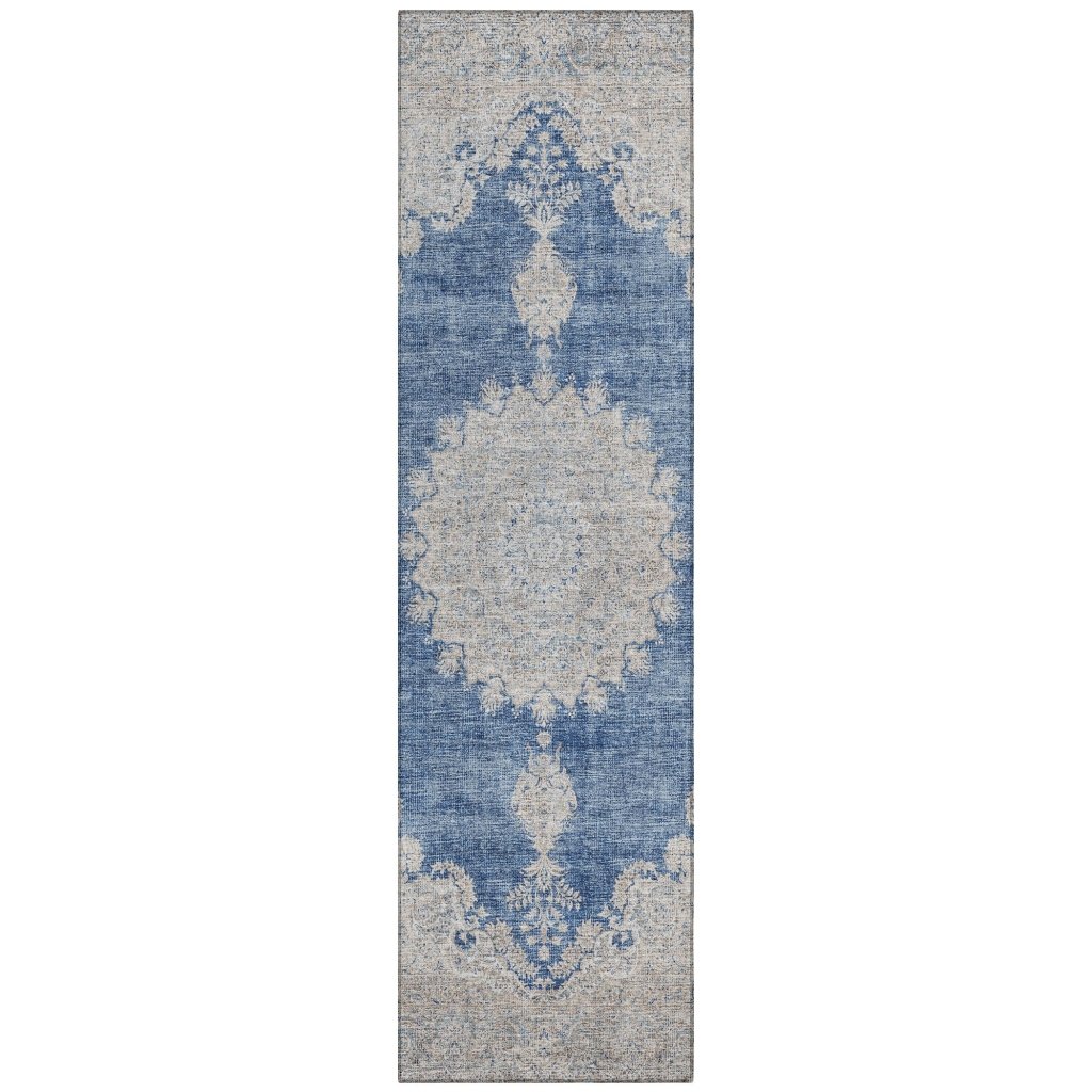 LOOMLAN Rugs Lyra Blue Washable Indoor-Outdoor Rug