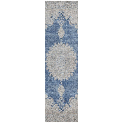 LOOMLAN Rugs Lyra Blue Washable Indoor-Outdoor Rug