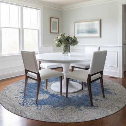 LOOMLAN Rugs Lyra Blue Washable Indoor-Outdoor Rug