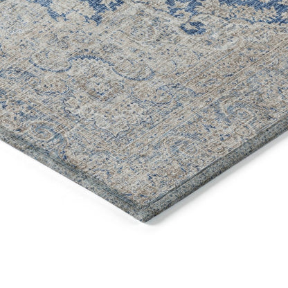 LOOMLAN Rugs Lyra Blue Washable Indoor-Outdoor Rug