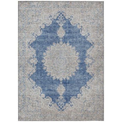 LOOMLAN Rugs Lyra Blue Washable Indoor-Outdoor Rug