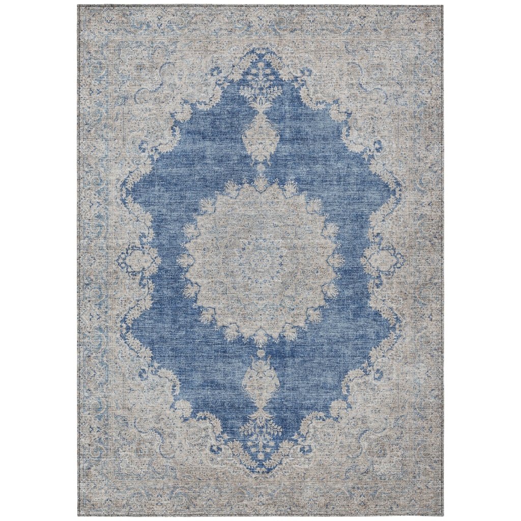 LOOMLAN Rugs Lyra Blue Washable Indoor-Outdoor Rug