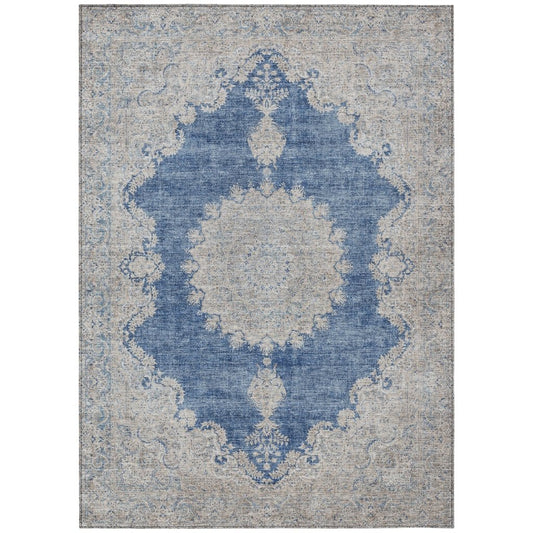 LOOMLAN Rugs Lyra Blue Washable Indoor-Outdoor Rug