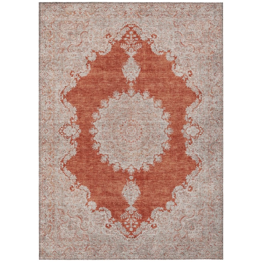 LOOMLAN Rugs Lyra Orange Washable Indoor-Outdoor Rug