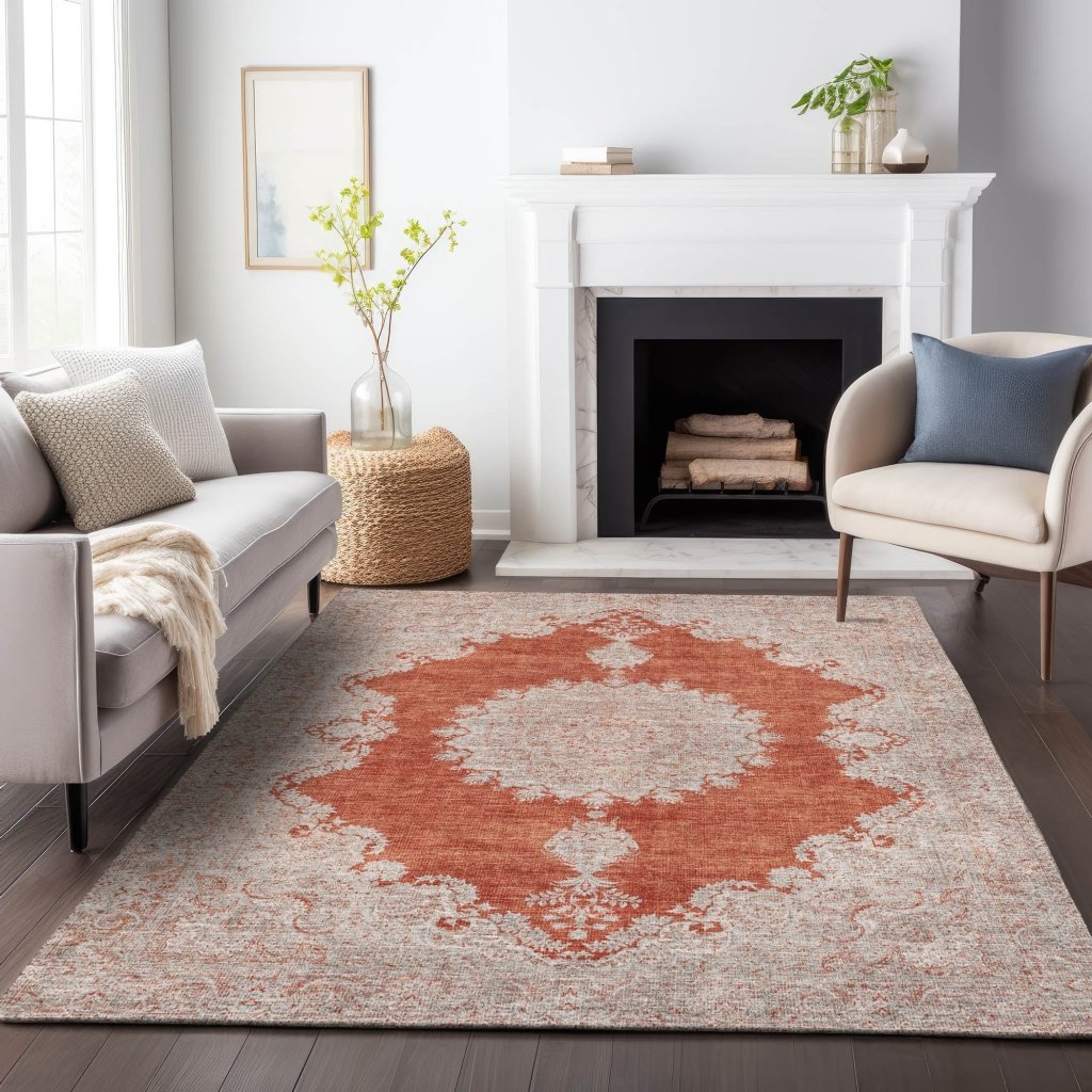 LOOMLAN Rugs Lyra Orange Washable Indoor-Outdoor Rug
