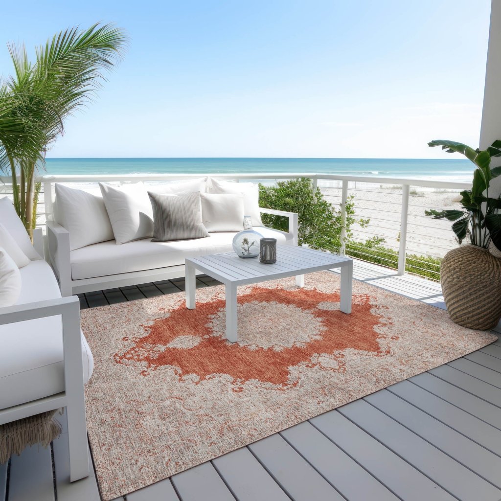 LOOMLAN Rugs Lyra Orange Washable Indoor-Outdoor Rug