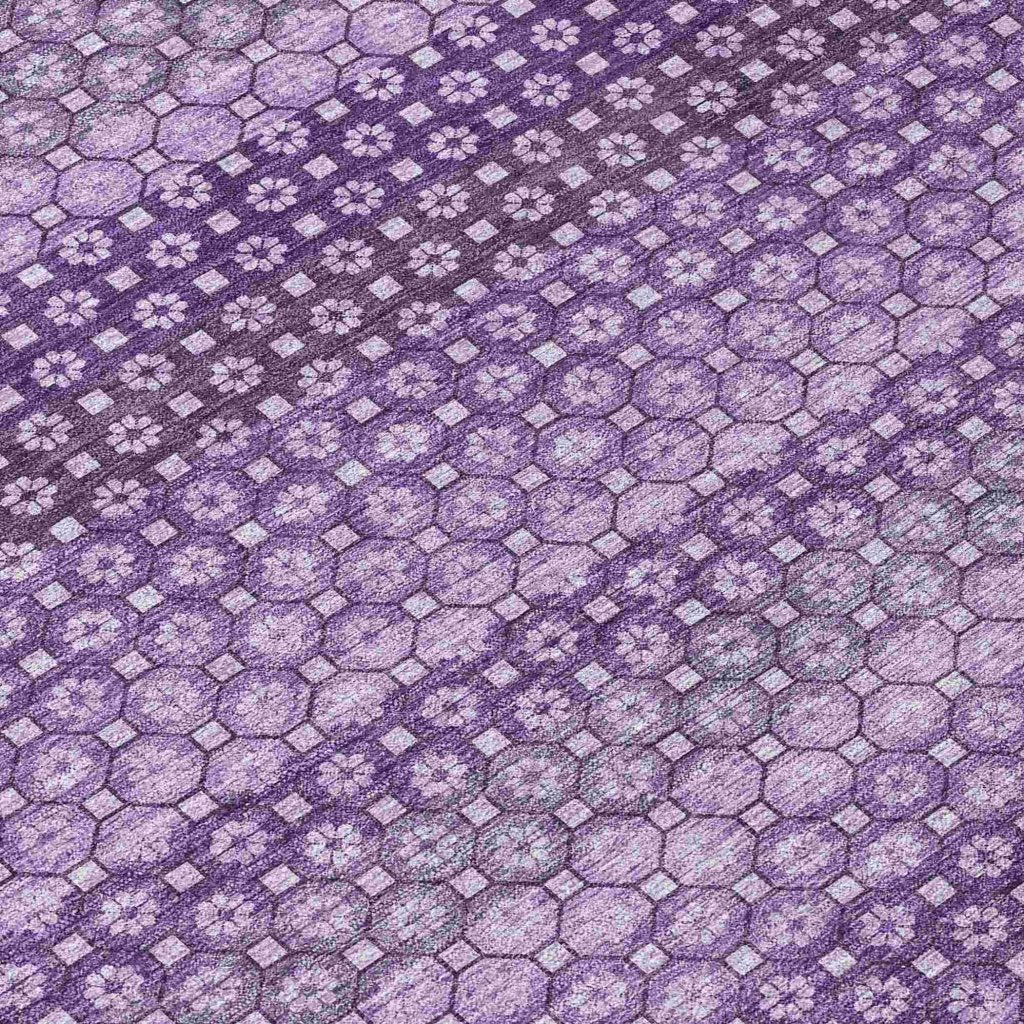 LOOMLAN Rugs Lyrella Purple Washable Indoor-Outdoor Rug