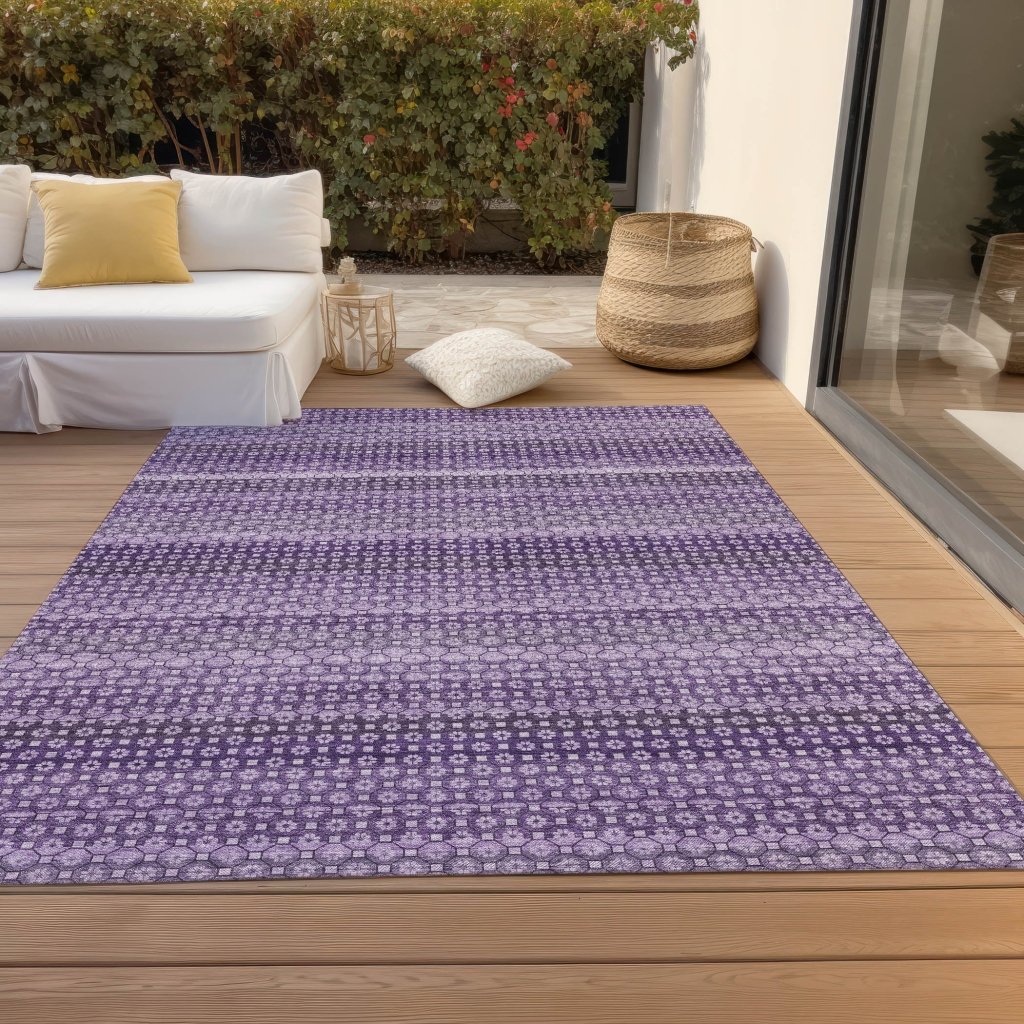 LOOMLAN Rugs Lyrella Purple Washable Indoor-Outdoor Rug