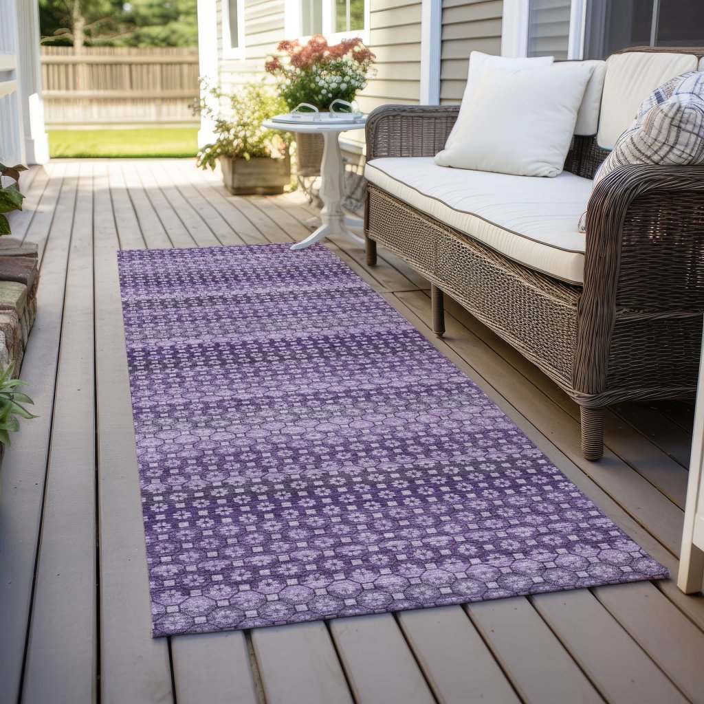 LOOMLAN Rugs Lyrella Purple Washable Indoor-Outdoor Rug