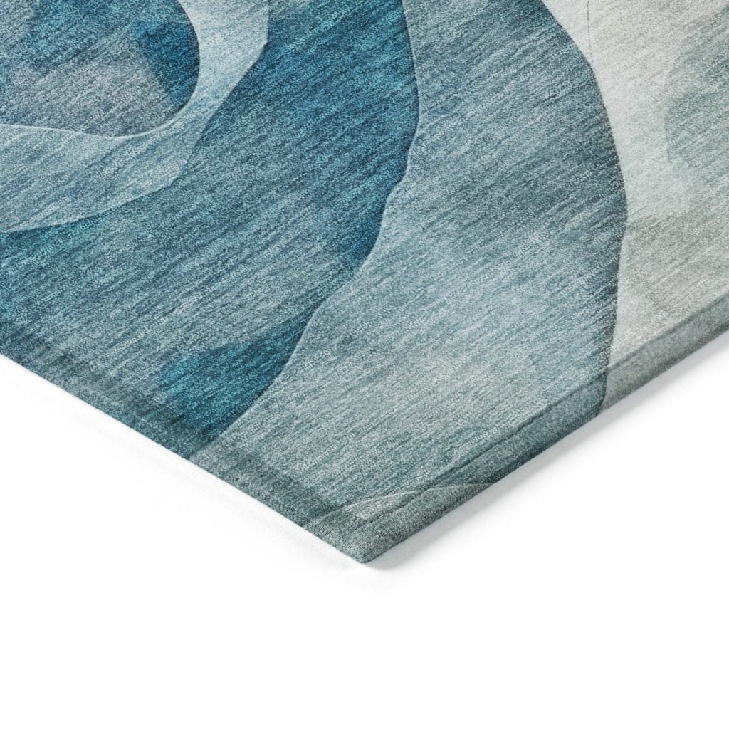 LOOMLAN Rugs Lyrette Teal Washable Indoor-Outdoor Rug
