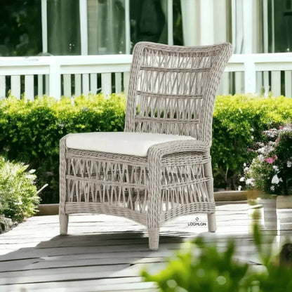 Mackinac All Weather Wicker Dining Chair Sunbrella - LOOMLAN - Lloyd Flanders - Outdoor Dining Chairs