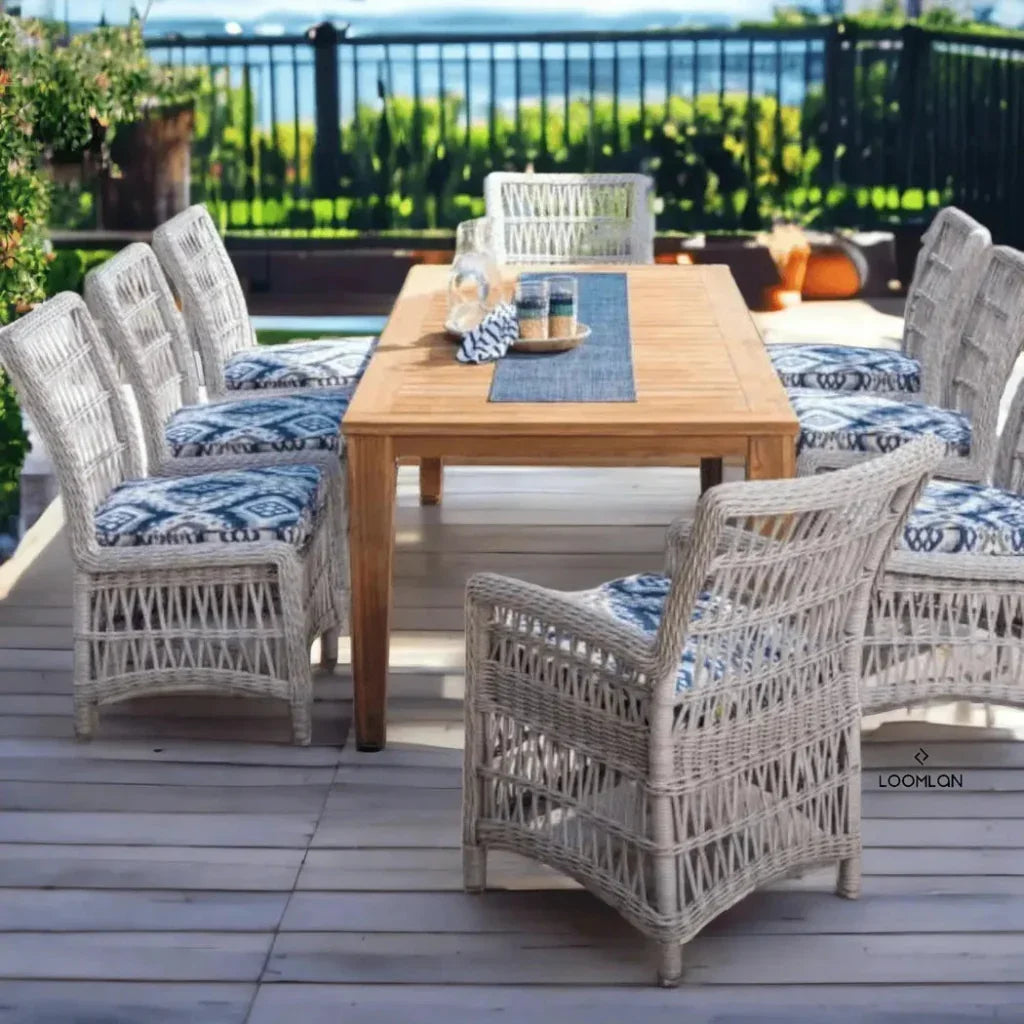 Mackinac All Weather Wicker Dining Chair Sunbrella - LOOMLAN - Lloyd Flanders - Outdoor Dining Chairs