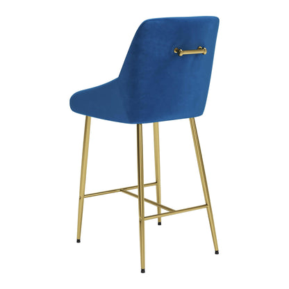 Madelaine Counter Chair Navy - Sideboards and Things Accents_Gold, Back Type_Full Back, Back Type_With Back, Brand_Zuo Modern, Color_Blue, Color_Gold, Depth_20-30, Finish_Powder Coated, Height_30-40, Materials_Metal, Materials_Wood, Metal Type_Steel, Product Type_Counter Height, Shape_Armless, Upholstery Type_Fabric Blend, Upholstery Type_Polyester, Width_10-20, Wood Species_Plywood