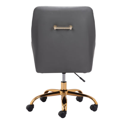 Madelaine Office Chair Gray - Sideboards and Things Accents_Gold, Brand_Zuo Modern, Color_Gold, Color_Gray, Depth_20-30, Features_Adjustable Height, Features_Swivel, Finish_Polished, Height_30-40, Materials_Metal, Materials_Upholstery, Materials_Wood, Metal Type_Steel, Upholstery Type_Leather, Upholstery Type_Vegan Leather, Width_20-30, Wood Species_Plywood