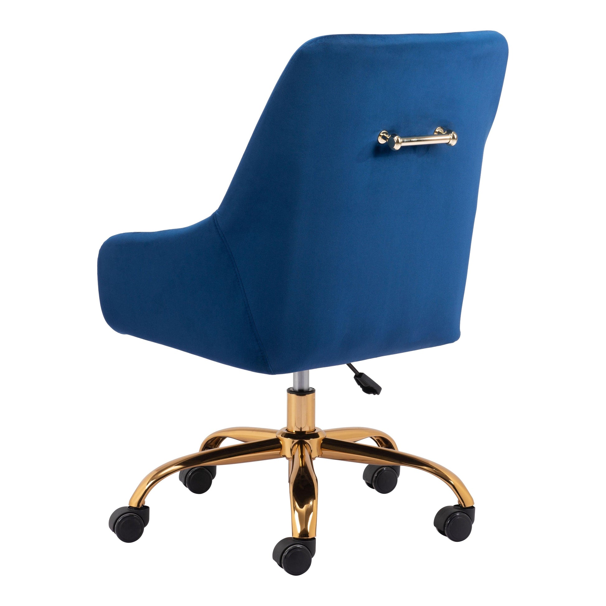 Madelaine Office Chair Navy - Sideboards and Things Accents_Gold, Brand_Zuo Modern, Color_Blue, Color_Gold, Depth_20-30, Features_Adjustable Height, Features_Swivel, Finish_Polished, Height_30-40, Materials_Metal, Materials_Upholstery, Materials_Wood, Metal Type_Steel, Upholstery Type_Leather, Upholstery Type_Vegan Leather, Width_20-30, Wood Species_Plywood