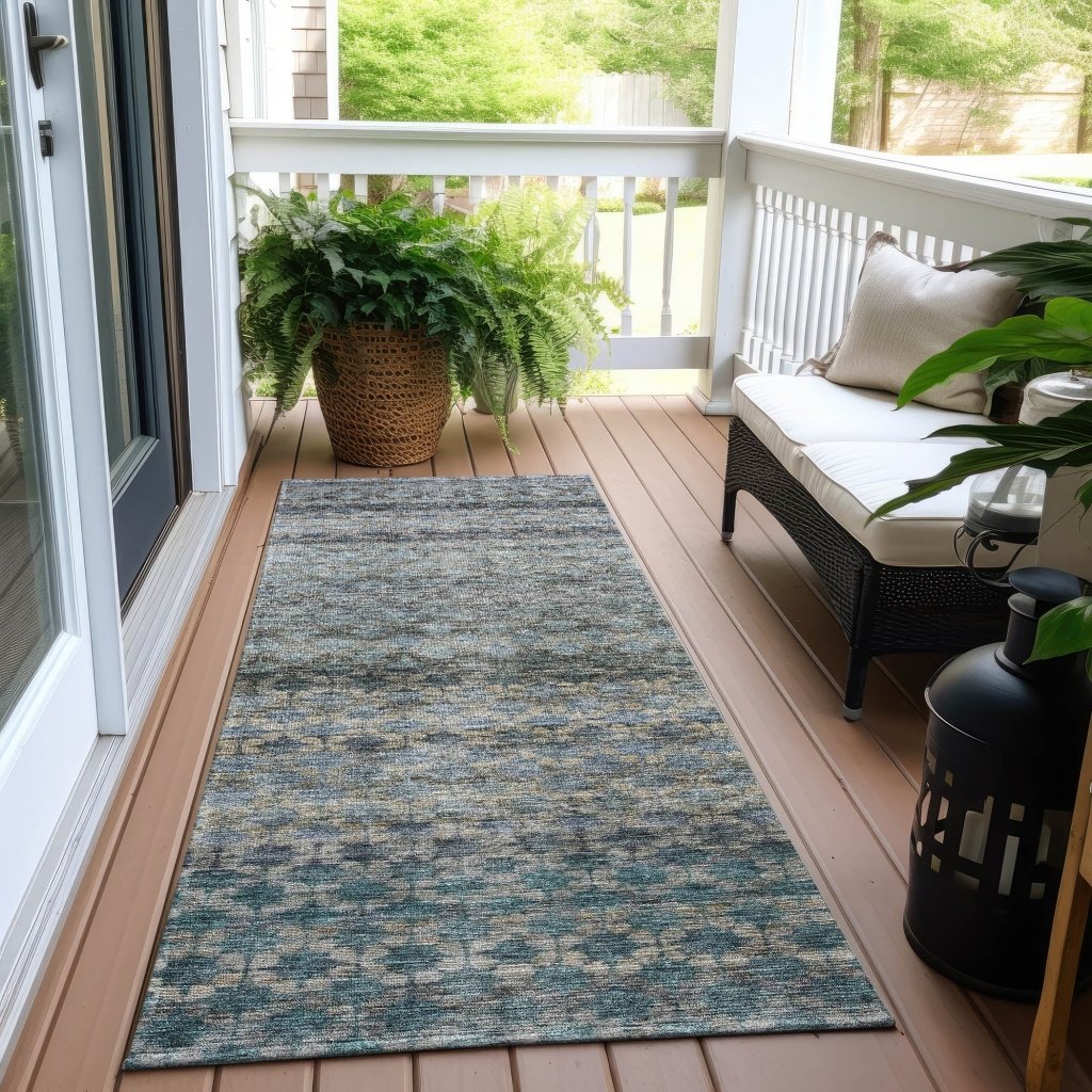 LOOMLAN Rugs Maelis Blue Washable Indoor-Outdoor Rug