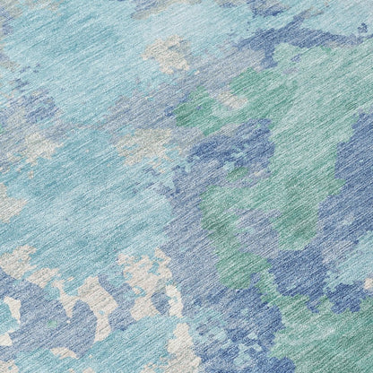LOOMLAN Rugs Magnara Blue Washable Indoor-Outdoor Rug