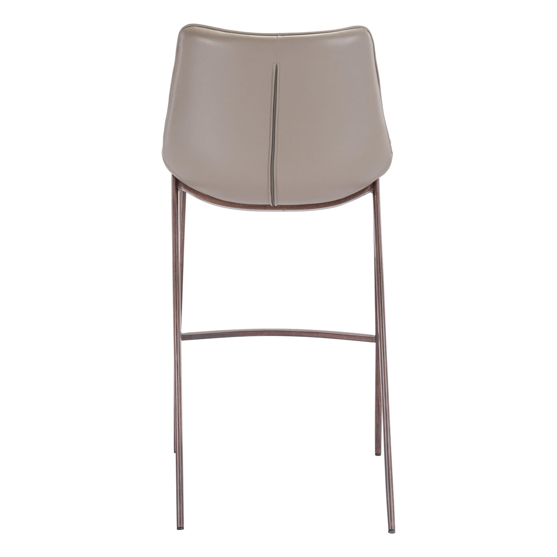 Magnus Bar Chair (Set of 2) Gray & Walnut - Sideboards and Things Back Type_Full Back, Back Type_With Back, Brand_Zuo Modern, Color_Brown, Color_Gray, Depth_20-30, Finish_Powder Coated, Height_40-50, Materials_Metal, Materials_Upholstery, Metal Type_Steel, Number of Pieces_2PC Set, Product Type_Bar Height, Shape_Armless, Upholstery Type_Leather, Upholstery Type_Vegan Leather, Width_20-30