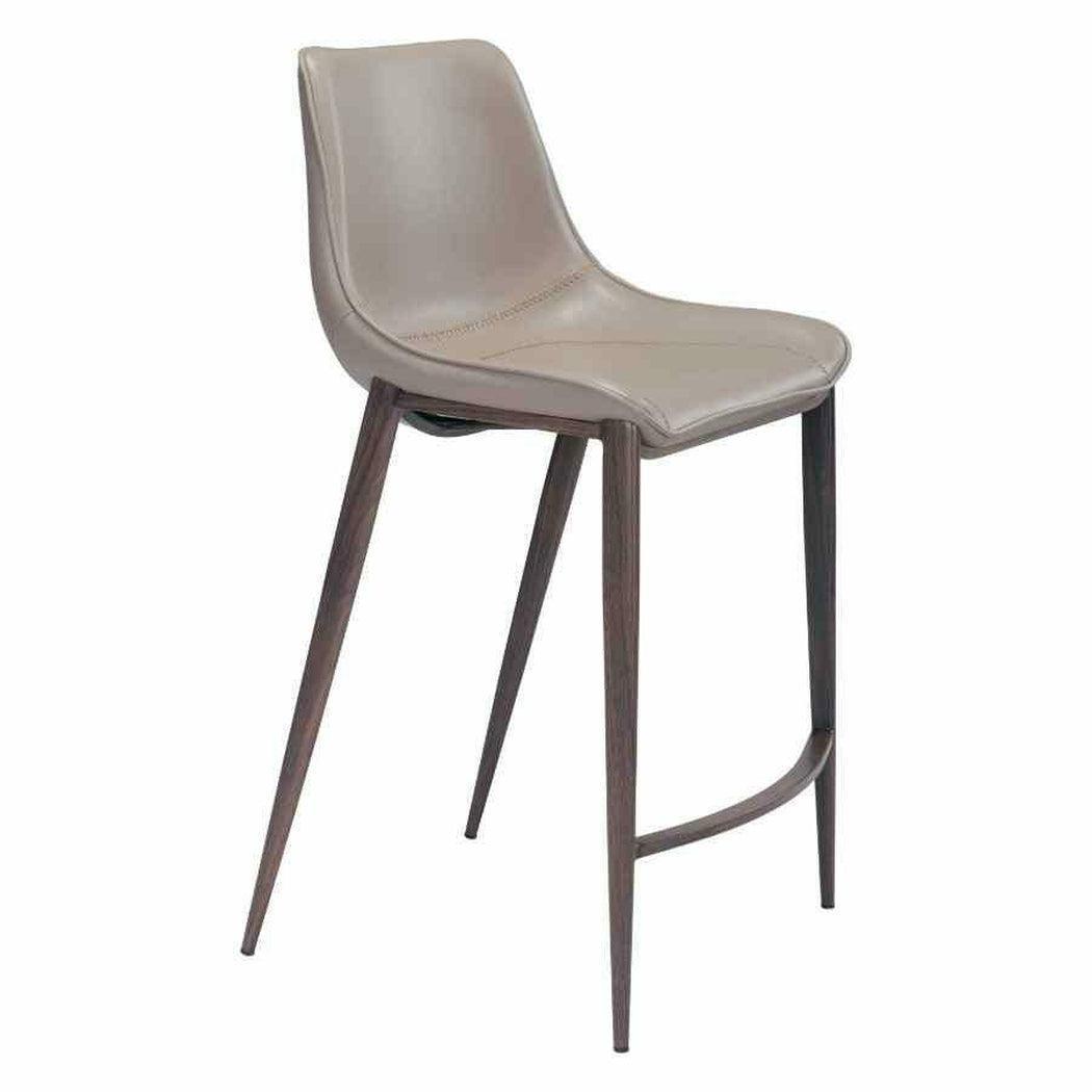 Magnus Counter Chair (Set of 2) Gray & Walnut - Sideboards and Things Back Type_Full Back, Back Type_With Back, Brand_Zuo Modern, Color_Brown, Color_Gray, Depth_20-30, Finish_Powder Coated, Height_30-40, Materials_Metal, Materials_Upholstery, Metal Type_Steel, Number of Pieces_2PC Set, Product Type_Counter Height, Shape_Armless, Upholstery Type_Leather, Upholstery Type_Vegan Leather, Width_20-30