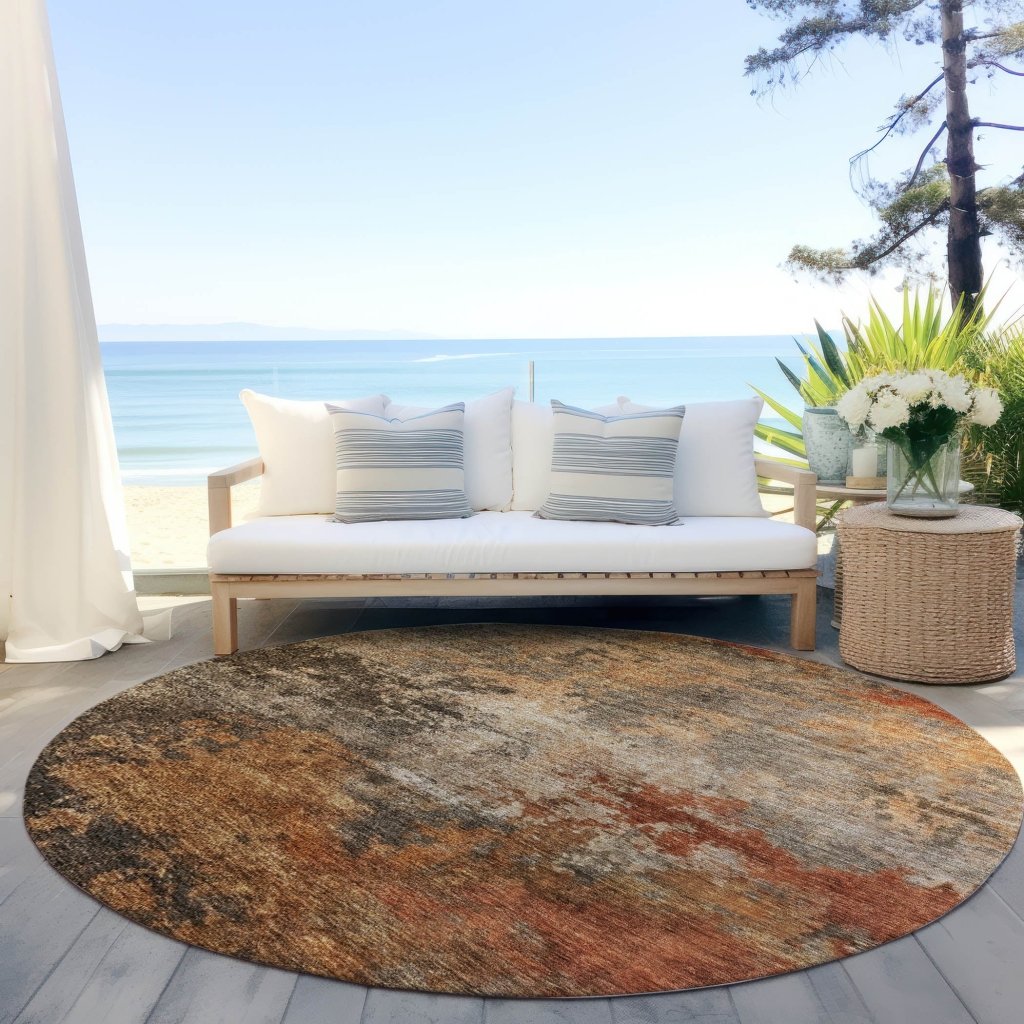 LOOMLAN Rugs Mahari Brown Washable Indoor-Outdoor Rug