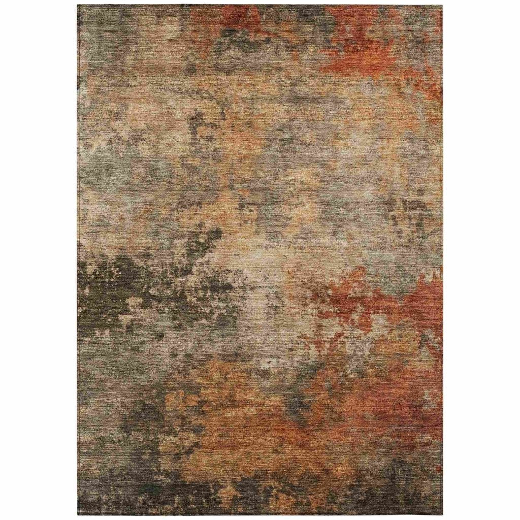 LOOMLAN Rugs Mahari Brown Washable Indoor-Outdoor Rug