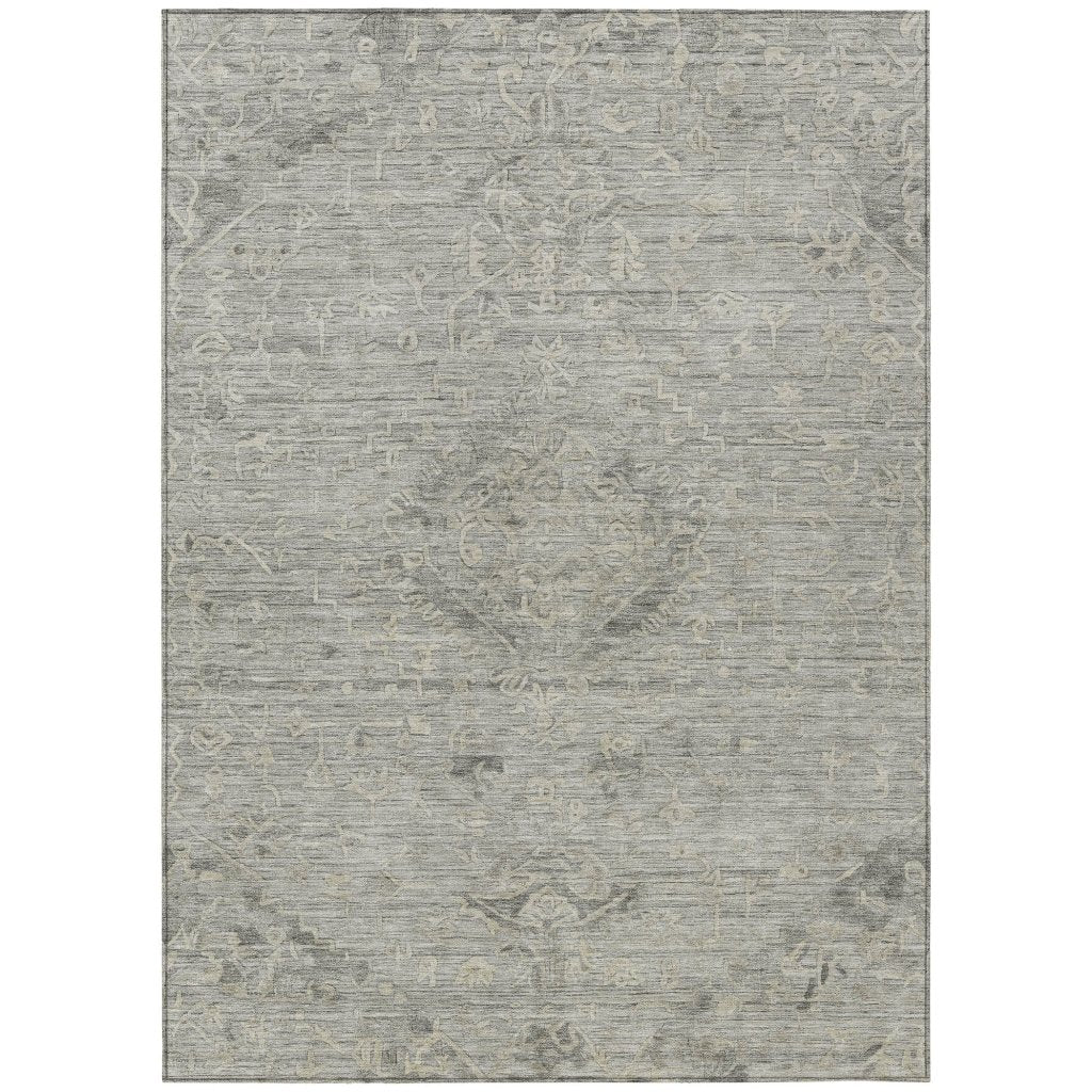 LOOMLAN Rugs Malia Gray Washable Indoor-Outdoor Rug