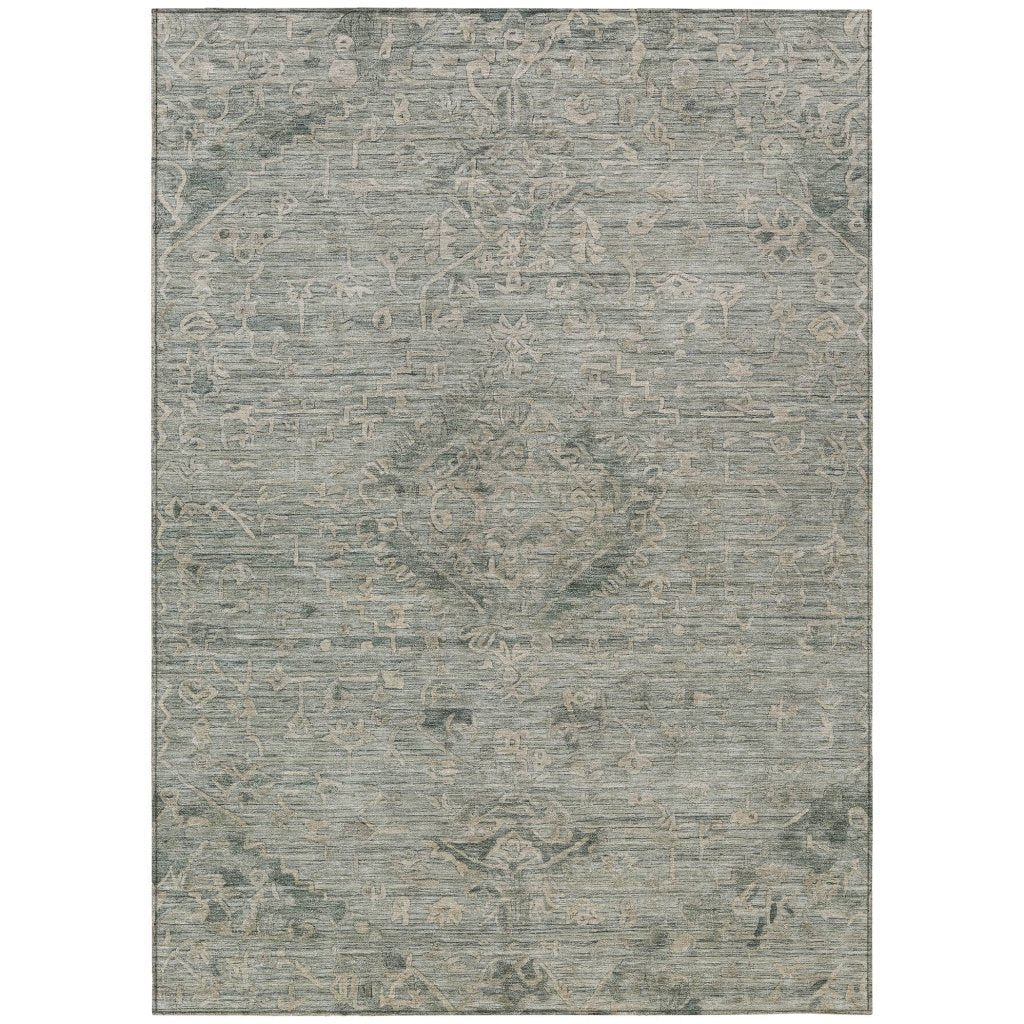 LOOMLAN Rugs Malia Green Washable Indoor-Outdoor Rug
