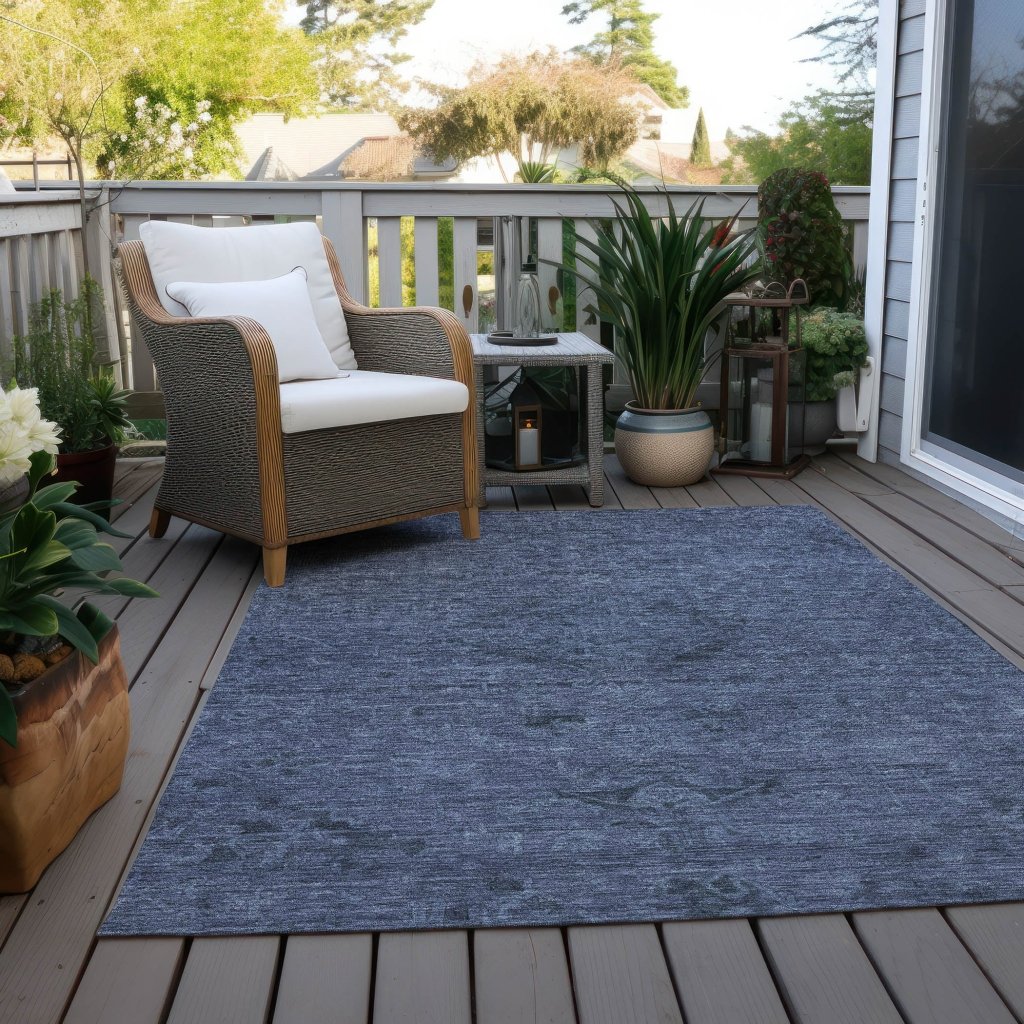 LOOMLAN Rugs Malia Navy Washable Indoor-Outdoor Rug