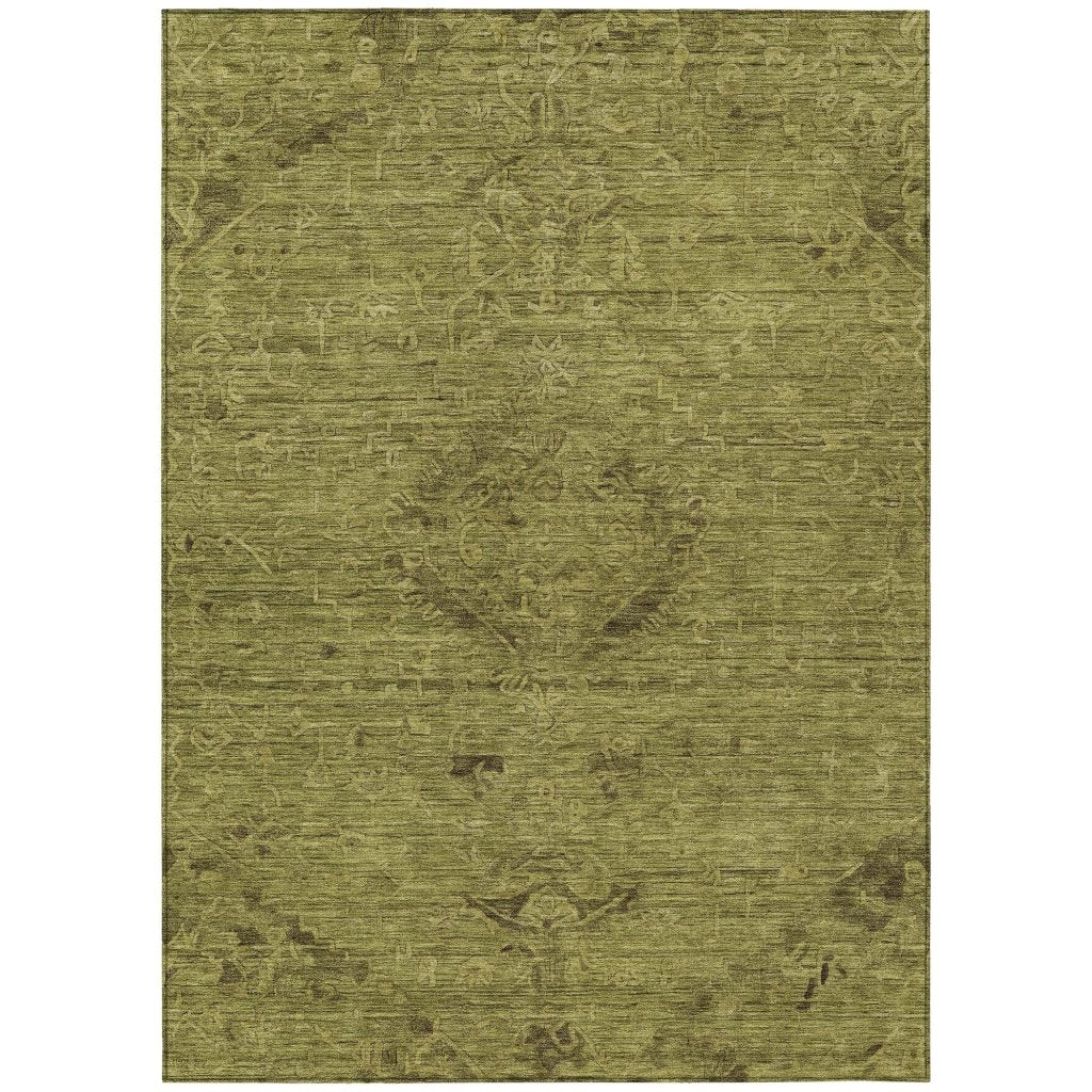 LOOMLAN Rugs Malia Olive Washable Indoor-Outdoor Rug