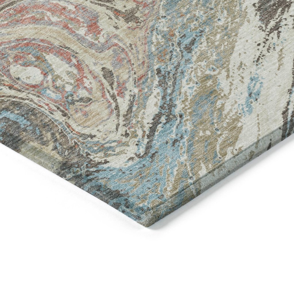 LOOMLAN Rugs Malika Beige Washable Indoor-Outdoor Rug