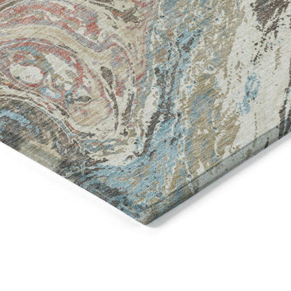LOOMLAN Rugs Malika Beige Washable Indoor-Outdoor Rug