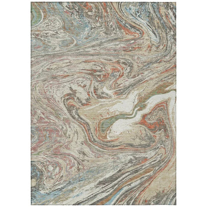 LOOMLAN Rugs Malika Beige Washable Indoor-Outdoor Rug