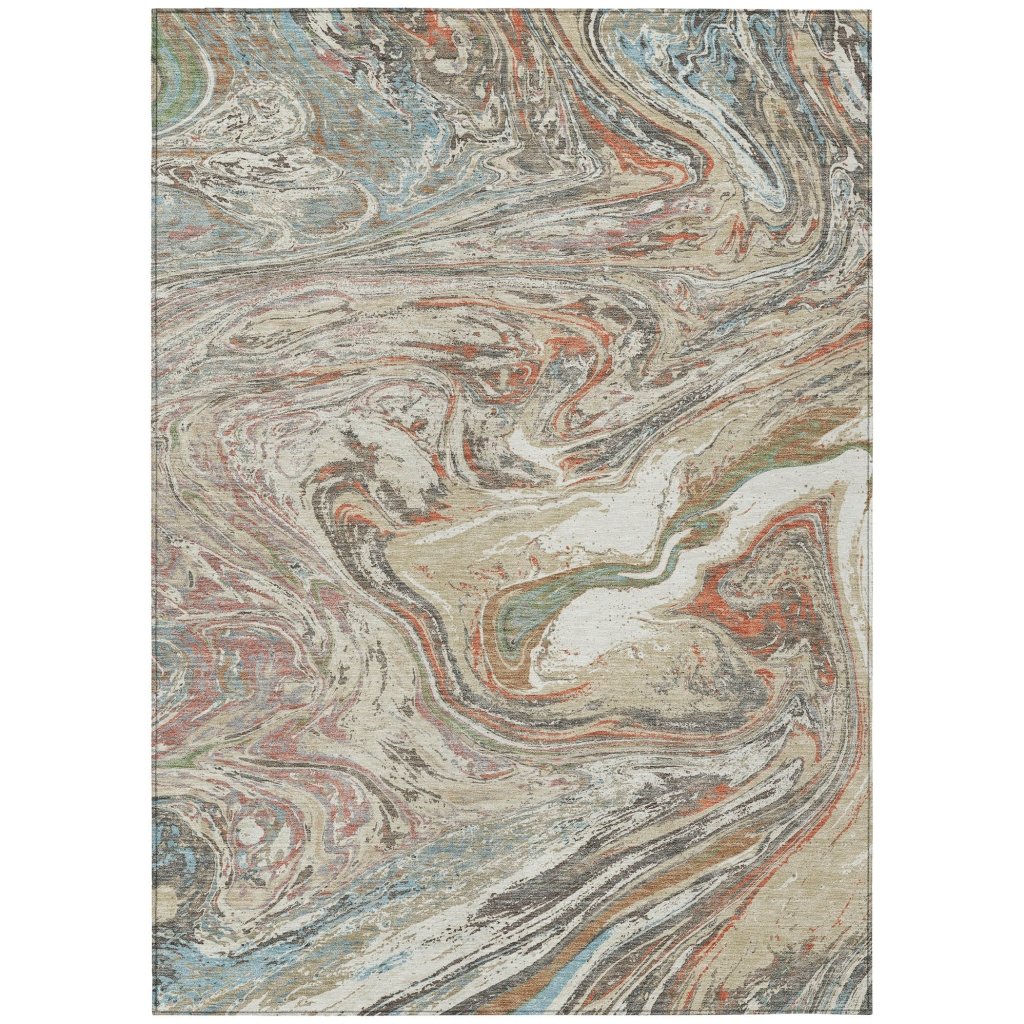 LOOMLAN Rugs Malika Beige Washable Indoor-Outdoor Rug