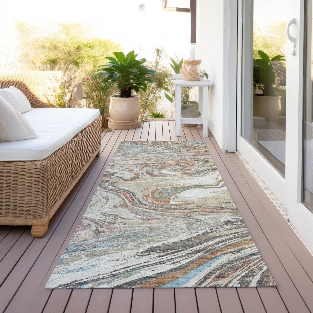 LOOMLAN Rugs Malika Beige Washable Indoor-Outdoor Rug