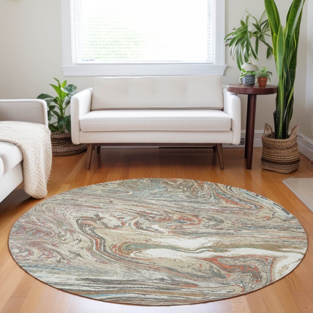 LOOMLAN Rugs Malika Beige Washable Indoor-Outdoor Rug