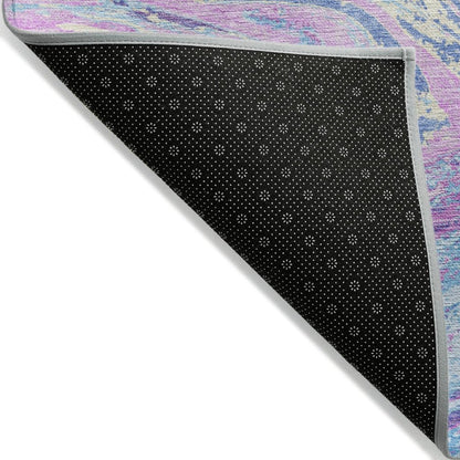 LOOMLAN Rugs Malika Blue Washable Indoor-Outdoor Rug