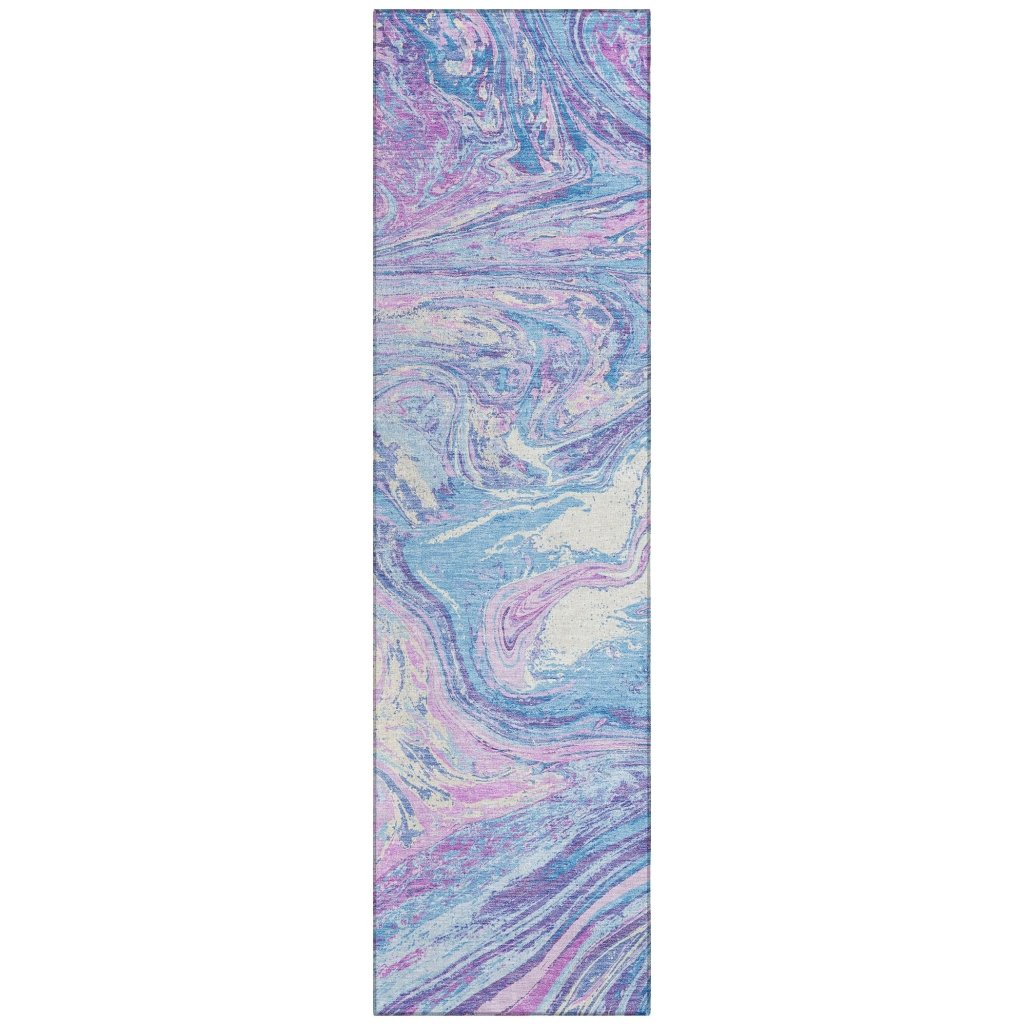 LOOMLAN Rugs Malika Blue Washable Indoor-Outdoor Rug