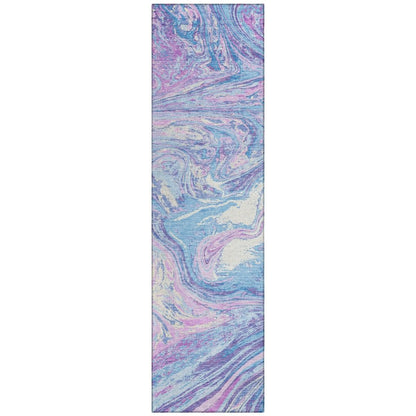 LOOMLAN Rugs Malika Blue Washable Indoor-Outdoor Rug