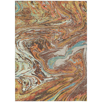 LOOMLAN Rugs Malika Brown Washable Indoor-Outdoor Rug