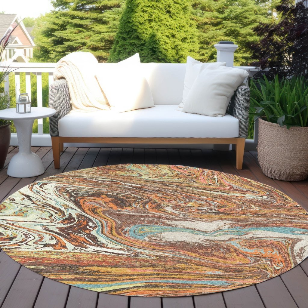 LOOMLAN Rugs Malika Brown Washable Indoor-Outdoor Rug
