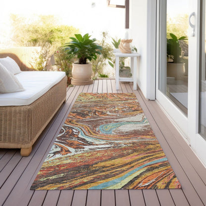 LOOMLAN Rugs Malika Brown Washable Indoor-Outdoor Rug