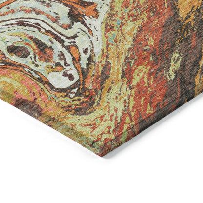 LOOMLAN Rugs Malika Brown Washable Indoor-Outdoor Rug