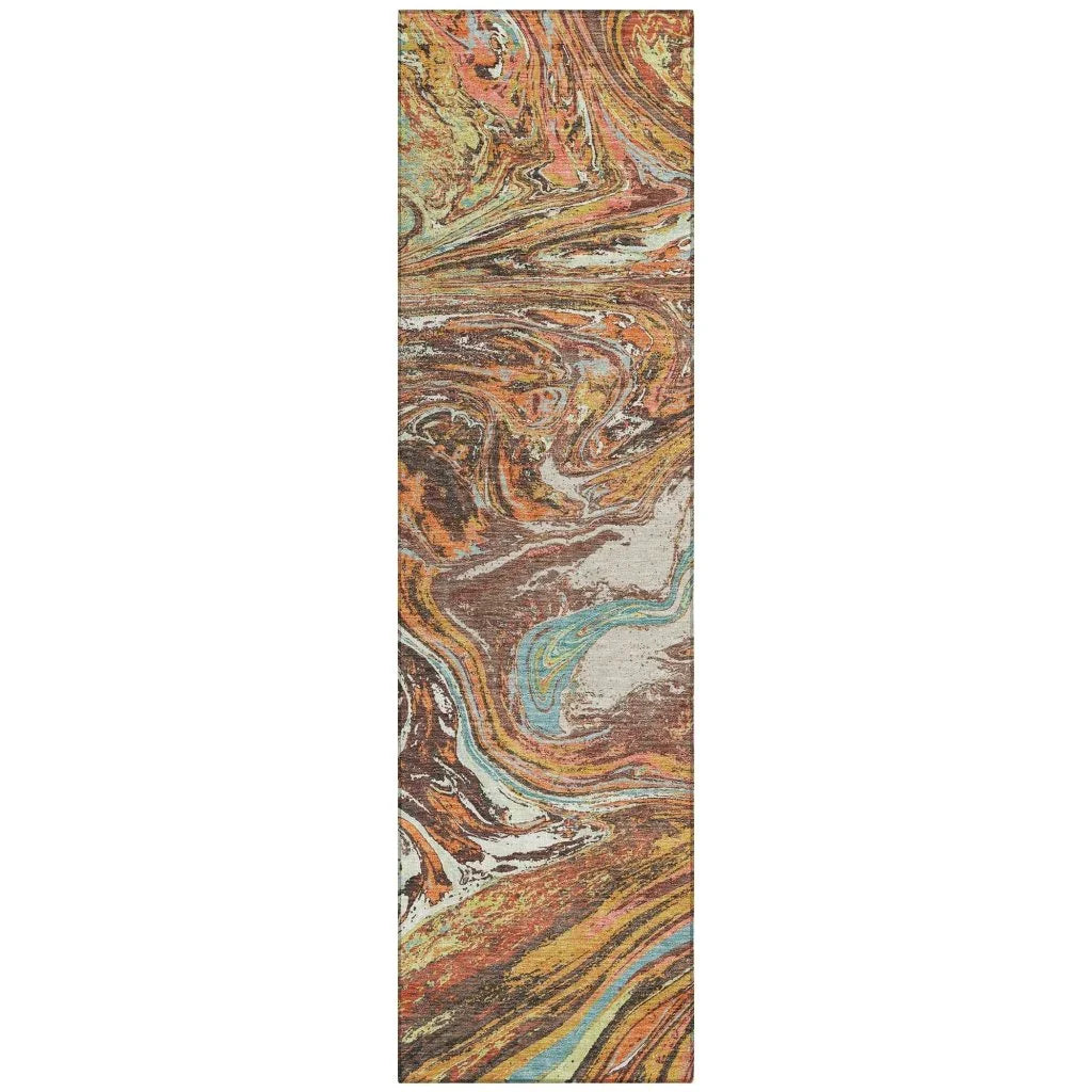 LOOMLAN Rugs Malika Brown Washable Indoor-Outdoor Rug