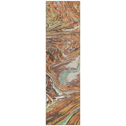 LOOMLAN Rugs Malika Brown Washable Indoor-Outdoor Rug
