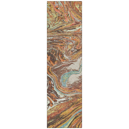 LOOMLAN Rugs Malika Brown Washable Indoor-Outdoor Rug
